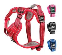 Elite Paws® UK: Premium Metal Buckle Dog Harness, Strong, Safe, Padded, Comfortable, Adjustable, Reflective, Front/Back Lead Attachments, Soft Handle, Pet Walking Vest/Training Product (Red, Small)