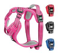 Elite Paws® UK: Premium Metal Buckle Dog Harness, Strong, Safe, Padded, Comfortable, Adjustable, Reflective, Front/Back Lead Attachments, Soft Handle, Pet Walking Vest/Training Product (Pink, Small)