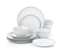 Elite Platinum Rim 12-Piece Dinnerware Set