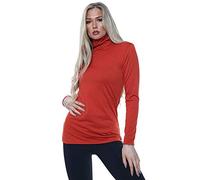 Elite Pleasure Ladies Turtle Neck Women T-Shirt Casual High Polo Neck Long Sleeve Jumper Top Rose Pink-16-18