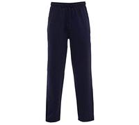 Elite Pleasure Mens Plain Joggers Fleece Bottom Opem Hem Casual Trouser Zip Pockets Gym Sports Yoga Pants Navy - Open Hem-4XL