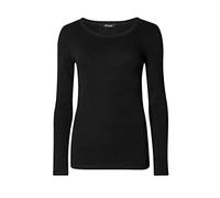 Elite Pleasure Women T-Shirt Ladies Plain Basic Long Sleeve Round Neck Stretch Casual Summer Jumper Plus Size UK 8-26 Blouse Tee Layering Top Black-12-14