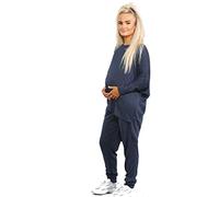 Elite Pleasure Womens 2 Piece Pregnancy Tracksuit Set High Low Top & Bottoms Maternity Casual Loungewear Sweatshirt Ladies Drawstring Pajama Set Nightwear Navy S-M