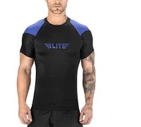 Elite Sports 2022 Jiu Jitsu BJJ Rash Guards, Men's BJJ, No GI, MMA Ranked Short Sleeve Compression Base Layer Rash Guard Blue