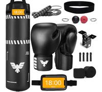 Elite Sports Adult Boxing Punching Bag Set for Fitness, Martial Art - 4 ft Durable Leather Punching Bag with Boxing Kit
