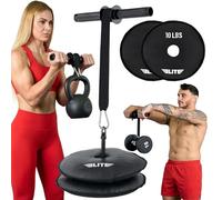 Elite Sports Forearm Trainer, Forearm Exerciser, Forearm Strengthener with 2x10lbs Sand Plates, Wrist Roller, Arm Muscle Builder, Ideal for Grip Strength (Black)