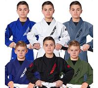 Elite Sports IBJJF Ultra Light BJJ Brazilian Jiu Jitsu Gi for Kids with Preshrunk Fabric and Free Belt