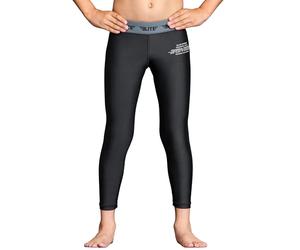 Elite Sports Kids MMA BJJ Athletic Spats Leggings Tights, Kids Jiu Jitsu Compression Base Layer Training Workout Pants (Black, X-Large)