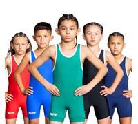 Elite Sports Kids Wrestling Youth Singlet, Standard Boys Wrestling Singlet (Green, Medium)