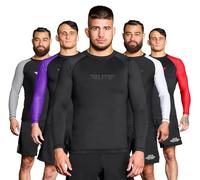 Elite Sports New Item Full Long Sleeve Compression, MMA, BJJ, No Gi, Cross Training Rash Guard, Large, Black