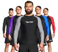 Elite Sports New Item Full Long Sleeve Compression, Mma, Bjj, No Gi, Cross Training Rash Guard, Large, Gray