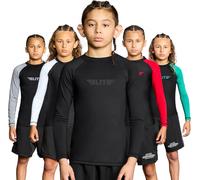 Elite Sports Rash Guards for Boys and Girls, Full Sleeve Compression BJJ Kids and Youth Rash Guard, Black, X-Large