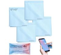 Elite Tech Gear - 4 Blue OVERSIZED Microfiber Cloths, The Most Amazing Microfiber Cleaning Cloths - Perfect For Cleaning All Electronic Device Screens, Eyeglasses & Delicate Surfaces 12"x12" OVERSIZED