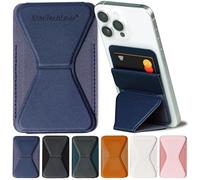 Elite Tech Gear Secure Mobile Card Holder - Adjustable Stand, Adhesive Case Wallet for Credit Cards - Compatible with iPhone and Android - Dark Blue Phone Wallet for Men & Women