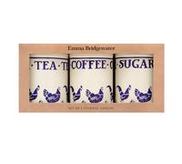 Elite tins Emma Bridgewater Blue Hens Set of 3 Round Tin Storage Caddies, Multi Color, 10.6cm Diameter x 15cm Height