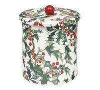 Elite tins Emma Bridgewater Holly Christmas Medium Biscuit Barrel, Tin, Multi, 15cm Diameter x 17.3cm Height