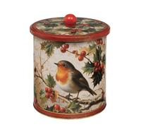 Elite tins Robin Christmas Kitchen Medium Biscuit Barrel - 150(d) x 173mm
