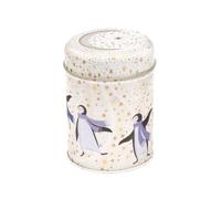Elite tins Sara Miller London Arctic Waltz Round Storage Tin - Penguin & Gold Star Design - Festive Christmas Tea, Biscuit & Treat Tin
