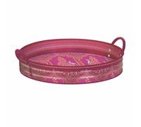 Elite Tins Sara Miller New India Pink Large Handled Tin Tray 390 (d) x 60 mm Large Handle Tin Tray 390 (d) x 60 mm