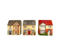 Elite tins Set of 3 Mini House Design Storage Tins - Choice of Design - Set A