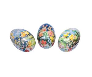 Elite tins Vintage Easter Medium Tin Easter Eggs, 3 Designs with Floral and Bunny Motifs, 69 x 69 x 112 mm
