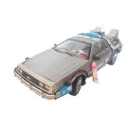 Elite Version 1:18 Scale Part 3 Time Machine DeLorean Car Model With Skateboard DMC-12 Vehicle Back To The Future Metal Toy Gift Simulation Vehicle Playset