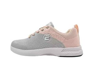 Elite Women's Comfort Bowling Shoes - Universal Slide Soles, Ultra Light-Weight Mesh Athletic Style for Bowlers, Grey/Peach, 7 UK