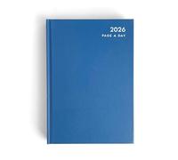 ELITEALPHA 2026 A5 Daily Diary - Page Per Day (Full Page Weekends), Blue Hardcover Planner w/ 2026 Year Overview, Notes, Contacts, Monthly Tabs & More - Large Appointment Book for Office, School