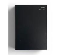 ELITEALPHA 2027 A4 Daily Diary - Page Per Day (Full Page Weekends), Black Hardcover Planner w/ 2026 Year Overview, Notes, Contacts, Monthly Tabs & More - Large Appointment Book for Office, School