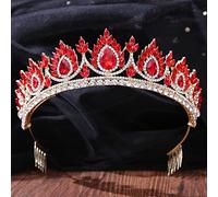 EliteBloom Hair Jewelry Crown Tiaras for Women Baroque Vintage Red Crystal Crown Bride Tiara for Women Wedding New Elegant Princess Headpiece Hair Jewelry Accessories,