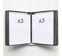 EliteBloom Wall Organiser Board,Catalog Display Rack, Wall Mounted A3 Poster Flip Book Display,Wall-Mounted Loose-Leaf Transparent Page Display Stand 45×33×10CM,G