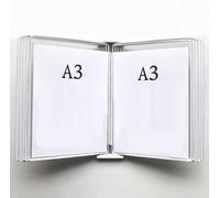 EliteBloom Wall Organiser Board,Catalog Display Rack, Wall Mounted A3 Poster Flip Book Display,Wall-Mounted Loose-Leaf Transparent Page Display Stand 45×33×10CM,C