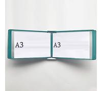 EliteBloom Wall Organiser Board,Catalog Display Rack, Wall Mounted A3 Poster Flip Book Display,Wall-Mounted Loose-Leaf Transparent Page Display Stand 45×33×10CM,Q