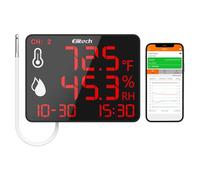 Elitech Digital Hygrometer Thermometer with 2m External Probe, Bluetooth Data Logger with APP, 30000 Points Memory, Large Screen for Warehouse Greenhouse Lab, DR-230-THE