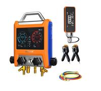 Elitech Digital Manifold Gauge HVAC 4 Valve Manifold Gauge with Hoses Vaccum Sensor Thermometer Clamps, EMG-40V Pro