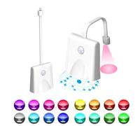 Elitecran Motion Sensor Toilet Night Light, 16 Colours Motion Sensor LED Toilet Bowl Lamp, USB Rechargeable Toilet Seat Light, Waterproof Smart Bathroom Lights for Kids & Adults