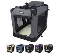 EliteField 3-Door Folding Soft Dog Crate with Carrying Bag and Fleece Bed (2 Year Warranty), Indoor & Outdoor Pet Home (30" L x 21" W x 24" H, Gray)