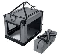 EliteField 4-Door Folding Soft Dog Crate, Aluminum Frame (2-Year Warranty) | Top Curtain, Washable Crate & Bed Covers, Backpack Carrying Bag, Indoor/Outdoor, Storage Pockets, Zipper Locks