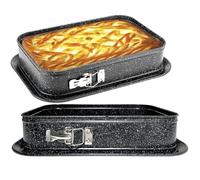 EliteHoff Rectangular Springform Cake Tin, Square Cake Tin, Cake Baking Mould with Non-Stick Coating, Springform, Leak-Proof (Rectangular, 35 x 24 cm)