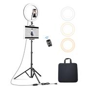 Elitehood 12'' Ring Light with Tripod & iPad/Phone Holder, Dimmable Selfie Circle LED Lights for Video Recording, Makeup, Laptop, Computer, Webcam, YouTube