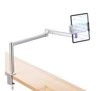 elitehood 28in Long Arm iPad Desk Mount, Heavy Duty Aluminum Tablet Arm Mount for Desk Bed Sofa, Compatible with iPad Pro 13/12.9 Air Mini, iPhone, Portable Monitor and 4.7-13in Tablets, Sliver