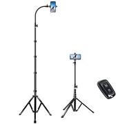 Elitehood 81" Tall Tripod for iPhone, Flexible Phone Tripod with 17in Adjustable Gooseneck, Cell Phone Tripod Stand with Remote Compatible with iPhone 13 Pro Max / 13 Pro / 12 Pro Max, Android Phone