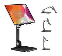 elitehood Aluminum iPad Stand for Desk [Ultra-Stable & Sturdy], Height Adjustable Tablet Stand, Portable Tablet Holder Dock for Home Office, Compatible with iPad Pro 12.9, Air Mini 6 5 4 3, Black