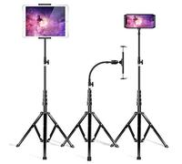 elitehood Metal iPad Tripod Stand & Adjustable 72’’ Gooseneck Tablet Floor Stand Holder, Heavy Duty Aluminum iPad Floor Stand for iPad Pro 12.9 11, Mini, Air, iPhone and 4.7-12.9" Tablets Cell Phones