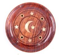 EliteKoopers 1 Pcs Decorative Round Sheesham Wood Ashcatcher Incense Stick Burner Sticks Holder
