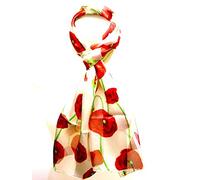EliteKoopers 1 Pcs Print Satin Stripe Beautiful Long Ladies Floral Poppy Scarf Neck Stole