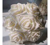 EliteKoopers 10 Pcs Foam Roses with Glitter Powder Flowers For Bride Bouquet Home Wedding Party Decor