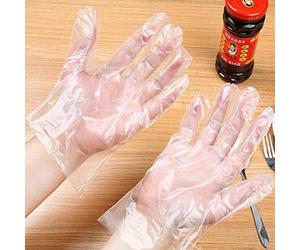 EliteKoopers 100Pcs Plastic Clear Disposable Gloves For Food Cleaning Catering Beauty