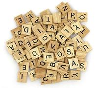 EliteKoopers 100Pcs Wooden Scrabble Tiles Black Letters Alphabets For Art & Craft, Learning Etc. (Mixed Letters)