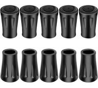 EliteKoopers 10Pcs Black Walking Stick Rubber Tips For Walking Pole Stick, Hiking, Climbing, Travel etc.